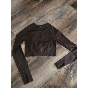 Women's Gymshark Brown Long Sleeve Crop Top S